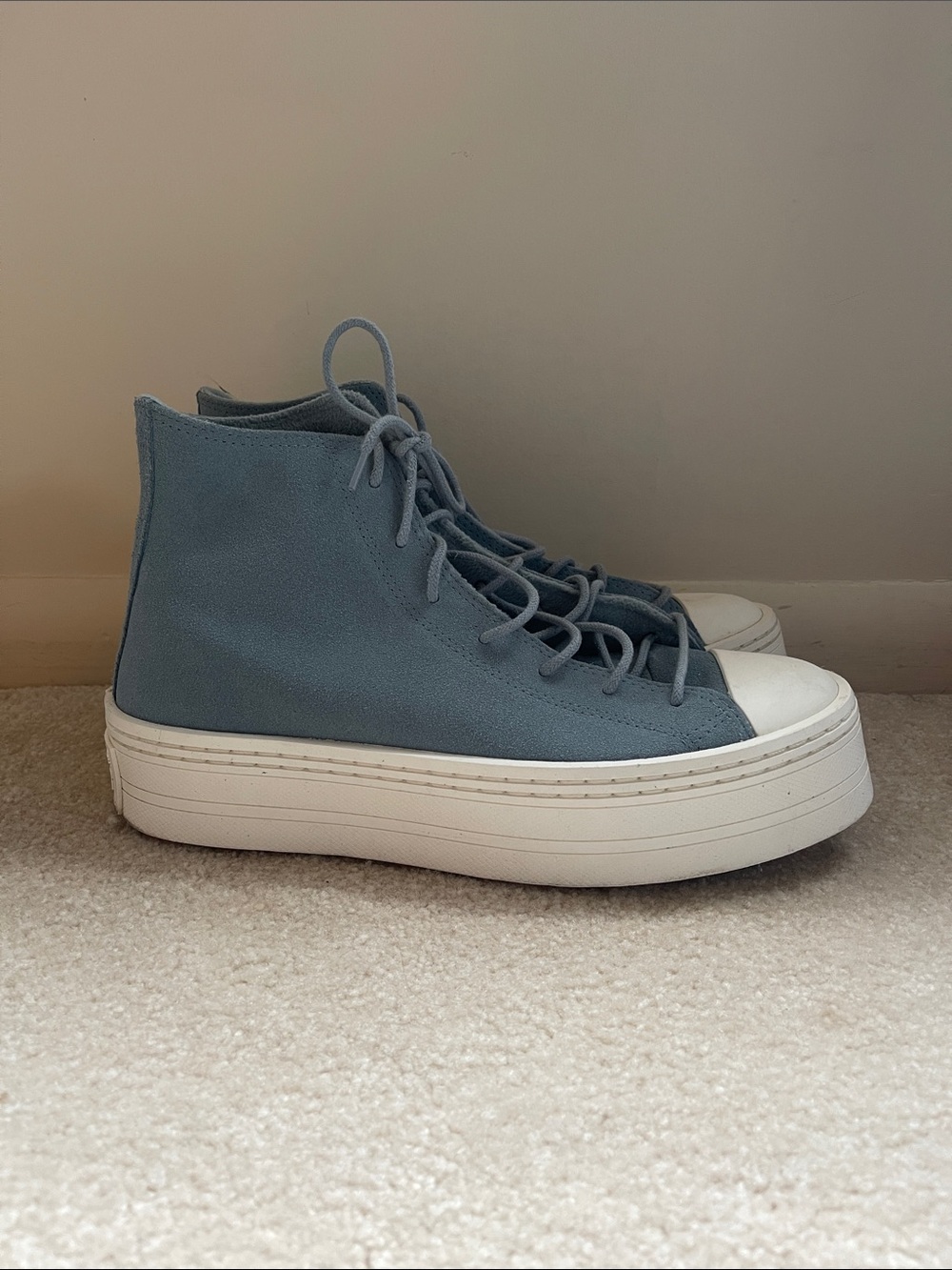 Converse All-Star Modern Lift Suede High-Top Platform Sneakers in Slate Blue